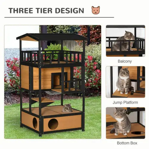 Wooden Outdoor Cat House - FunkyCatCo