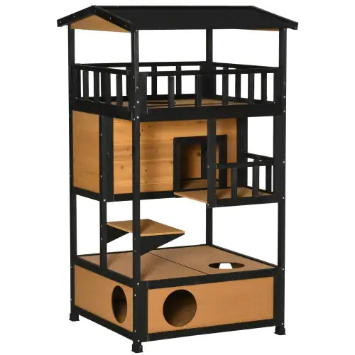 Wooden Outdoor Cat House - FunkyCatCo