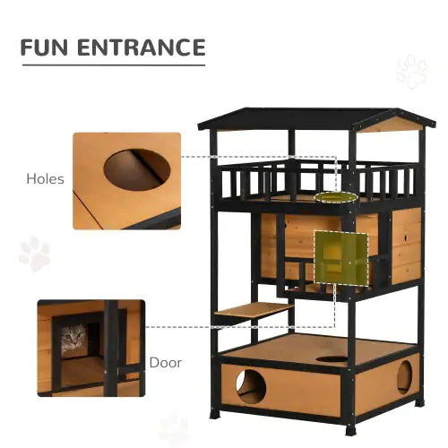 Wooden Outdoor Cat House - FunkyCatCo