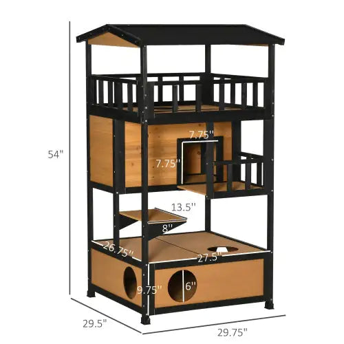 Wooden Outdoor Cat House - FunkyCatCo