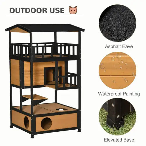 Wooden Outdoor Cat House - FunkyCatCo